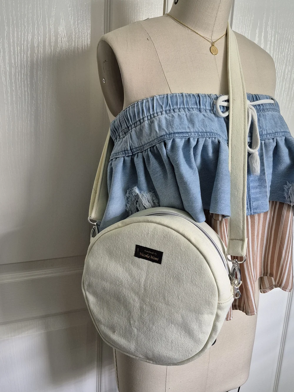 Denim Round Crossbody Bag